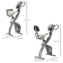 2-In-1 Grey Upright Exercise Recumbent Bike Adjustable Resistance Stationary Fitness Home Gym Foldable w/ Armrests LCD Monitor Cycling Wheels