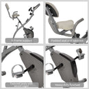 2-In-1 Grey Upright Exercise Recumbent Bike Adjustable Resistance Stationary Fitness Home Gym Foldable w/ Armrests LCD Monitor Cycling Wheels