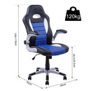 PU Leather Racing Office Chair Bucket Computer Gaming Swivel Adjustable Desk - Black/Blue/White