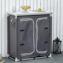 Outsunny Aluminum Camping Cupboard  Kitchen Station Cook Table with 3-Shelf, Storage Organiser for BBQ Party Picnics Backyards with Carrying Bag 3-shelf