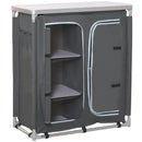 Outsunny Aluminum Camping Cupboard  Kitchen Station Cook Table with 3-Shelf, Storage Organiser for BBQ Party Picnics Backyards with Carrying Bag 3-shelf
