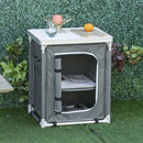 Outsunny 2-Shelf Camping Cupboard Kitchen Station Cook Table Aluminum, Storage Organiser for BBQ Party Picnics Backyards with Carrying Bag 2-shelf
