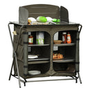 Outsunny Foldable Camping Kitchen Storage Unit with Windshield & 6 Shelves for BBQ Party Picnics Backyards with Carrying Bag
