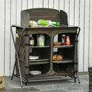 Outsunny Foldable Camping Kitchen Storage Unit with Windshield & 6 Shelves for BBQ Party Picnics Backyards with Carrying Bag