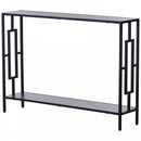 Console Table Narrow 2 Shelves MDF Steel Frame in Art Deco Square Style 76x106cm for Hallway Entrance