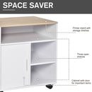 Multi-Storage Printer Stand Unit Office Desk Side Mobile Storage w/ Wheels Modern Style 60L x 50W x 65.5H cm - White Organisation 5 Compartments