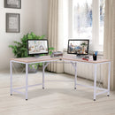 L-Shaped Corner  Oak Desk Computer Desk Table For Home Office Workstation w/Steel Frame