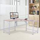 L-Shaped Corner  Oak Desk Computer Desk Table For Home Office Workstation w/Steel Frame