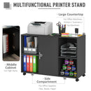 Vinsetto Printer Stand With 360 Degree Casters Multifunctional Office Cabinet Mobile File Cabinet E1 Particle Board Black