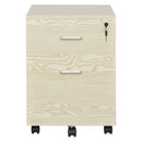 Vinsetto 2-Drawer Locking Office Filing Cabinet w/ 5 Wheels Rolling Storage Hanging Legal Letter Files Cupboard Home Organisation Oak Brown Letters