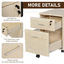 Vinsetto 2-Drawer Locking Office Filing Cabinet w/ 5 Wheels Rolling Storage Hanging Legal Letter Files Cupboard Home Organisation Oak Brown Letters