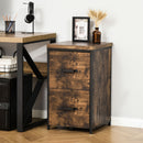 Vinsetto 70cm Industrial Filing Cabinet with 2 Drawers, Hanging File Folder, Vertical Home Office Organizer for A4 Letter Size, Black Brown w/ Drawer, Folder