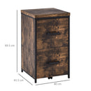 Vinsetto 70cm Industrial Filing Cabinet with 2 Drawers, Hanging File Folder, Vertical Home Office Organizer for A4 Letter Size, Black Brown w/ Drawer, Folder