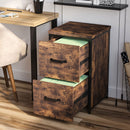 Vinsetto 70cm Industrial Filing Cabinet with 2 Drawers, Hanging File Folder, Vertical Home Office Organizer for A4 Letter Size, Black Brown w/ Drawer, Folder