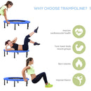 HOMCOM Trampoline Aerobic Rebounder Indoor Outdoor Fitness Round Jumper 91cm, Compact, w/ Sponge Edge, Blue Compact