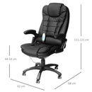 Black Leather Office Chair PU Massage Function Deluxe Reclining Faux Computer 6-Point Massage Back Desk Work Swivel