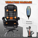 Black Leather Office Chair PU Massage Function Deluxe Reclining Faux Computer 6-Point Massage Back Desk Work Swivel