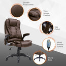 Deluxe Reclining Faux PU Leather Computer Office Chair W/Massage Function-Brown