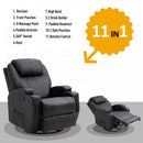 Electric Massage Recliner Chair PU Leather Black Luxury Sofa Armchair Cinema Rocking Swivel Heated Nursing Gaming Thick