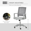 Vinsetto Mesh Office Chair Mid Back Ergonomic Computer Task Chair for Home with Lumbar Back Support, Adjustable Height, Grey Swivel Desk PC w/