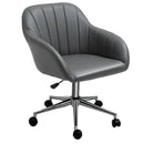 Vinsetto PU Leather Mid-Back Tub Office Chair Ergonomic Work Seat Adjustable Padded w/ Wheels Study Living Room Bedroom Lounge