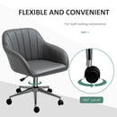 Vinsetto PU Leather Mid-Back Tub Office Chair Ergonomic Work Seat Adjustable Padded w/ Wheels Study Living Room Bedroom Lounge