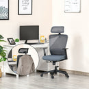 Vinsetto Mesh Home Office Chair with Lumbar Back Support, Coar Hanger High Back Swivel Chair, Adjustable Height Head Pillow, Blue Grey