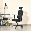Vinsetto Mesh Office Chair, Ergonomic High-Back Swivel Desk Chair with Adjustable Height, Headrest, Lumbar Support, Padded Seat for Home Office Black w/ Headrest