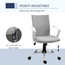 Vinsetto Office Chair Linen Swivel Computer Desk Chair Home Study Task Chair with Wheels, Arm, Light Grey Chair