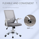 Vinsetto Mesh Swivel Office Chair for Home with Lumbar Back Support, Adjustable Height, Flip-Up Arm - Grey