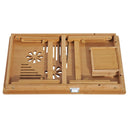55Lx35Wx 22-30H cm Portable Bamboo Laptop Desk Notebook Tray PC Bed Table W/ Drawer Adjustable & Foldable-Bamboo