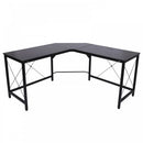 L-Shaped Corner Black Desk Computer Desk Table For Home Office Workstation with Steel Frame