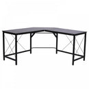 L-Shaped Corner Black Desk Computer Desk Table For Home Office Workstation with Steel Frame