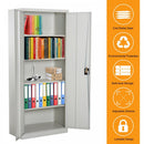 Vinsetto Filing Cabinet 2 Doors 4 Internal Adjustable Lockable Shelves Bookcase Storage Unit 5 Compartments-Cream White