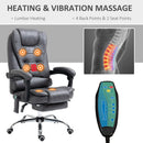 Vinsetto Heated 6 Points Vibration Massage Executive Office Chair Adjustable Swivel Ergonomic High Back Desk Chair Recliner with Footrest Dark Grey