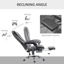 Vinsetto Heated 6 Points Vibration Massage Executive Office Chair Adjustable Swivel Ergonomic High Back Desk Chair Recliner with Footrest Dark Grey