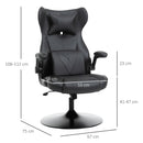 Vinsetto Swivel Video Game Chair Rocker Racing Style Office leisure Chair Ergonomic Rocking Office Chair with Pedestal Base, Adjustable Armrest and Headrest Black Base Lumbar Support