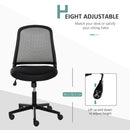 Vinsetto Leisure Office Chair Mesh Fabric Computer Home Study Bedroom Armless with Wheels, Black Swivel Armless
