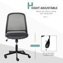 Vinsetto Leisure Office Chair Mesh Fabric Computer Home Study Bedroom Armless with Wheels, Grey Swivel Armless