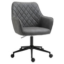 Vinsetto Swivel Office Chair Leather-Feel Fabric Home Study Leisure with Wheels, Grey Argyle Wheels