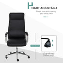 Vinsetto Office Chair Faux Leather High-Back Rocker Swivel Computer Desk Chair with Wheels, Steel Base, Black w/