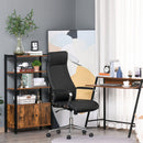 Vinsetto Office Chair Faux Leather High-Back Rocker Swivel Computer Desk Chair with Wheels, Steel Base, Black w/