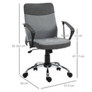 Vinsetto Office Chair Linen Fabric Swivel Computer Desk Chair Home Study Rocker with Wheels, Grey w/ Wheel