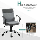 Vinsetto Office Chair Linen Fabric Swivel Computer Desk Chair Home Study Rocker with Wheels, Grey w/ Wheel