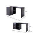 L Shape Computer Desk Table Workstation Home Office Drawer Shelf File Cabinet-Black
