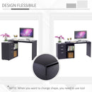 L Shape Computer Desk Table Workstation Home Office Drawer Shelf File Cabinet-Black