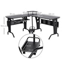 86.5H x 170L x 140Wcm Steel MDF Top L-Shaped Corner Desk w/ Keyboard Tray - Black