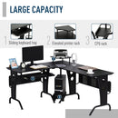 86.5H x 170L x 140Wcm Steel MDF Top L-Shaped Corner Desk w/ Keyboard Tray - Black