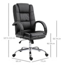 Vinsetto Office Chair High Back Executive Ergonomic Design Adjustable Seat Height 360 Degree Swivel PU Leather-Black