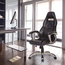 PU Leather Office Chair Racing Gaming Sports Swivel Desk Executive Computer Height Adjustable Armchair-Black